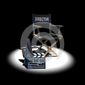 3d Directors chair in spotlight