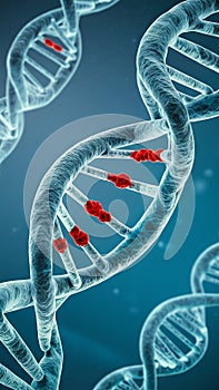 3D DNA Strand with Abnormal Mutations photo