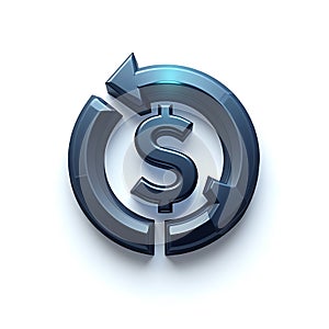 3D Dollar icon isolated on a white background