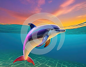 3d dolphin with vibrant colors-generated by ai
