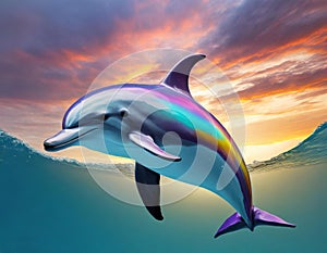 3d dolphin with vibrant colors-generated by ai