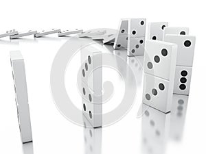 3d Domino tiles falling in a row