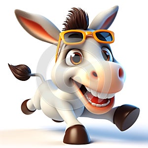 3D donkey funny cartoon. Farm animals. AI generated