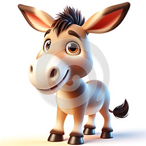 3D donkey funny cartoon. Farm animals. AI generated