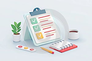 3D Download Document and Checklist Icon