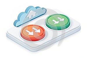3D download or upload arrow button icon