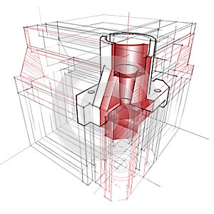 3D driwing of metallic part