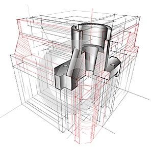 3D driwing of metallic part visual aids