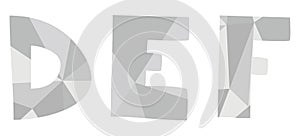 D, e, f grey alphabet letter vector set isolated on white background