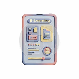 3D E-Learning Interface on Smartphone Screen