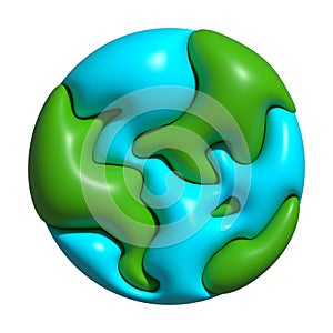 3D earth icon, world buttons, globe symbol for emoji