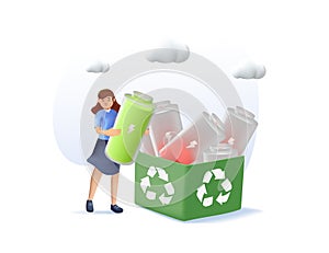 3D Eco friendly lifestyle concept illustration. People taking care of environment 3D icon. Reuse, reduce, recycle symbol