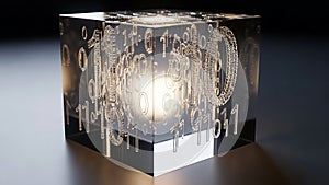 3d edge computing concept with digital data flow