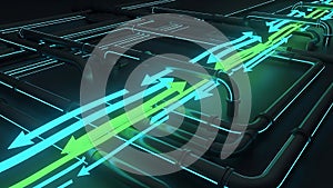 3d edge computing network with data flow arrows