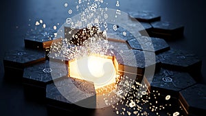 3d edge computing network with data flow and icons