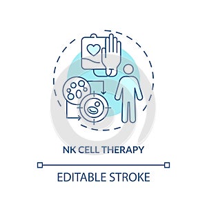 Thin line simple blue NK cell therapy icon concept