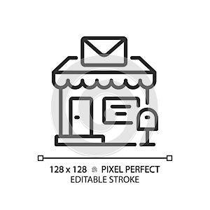 2D editable thin line post office icon