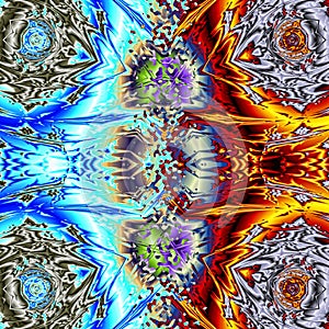 3d effect - geometric complementary colors fractal pattern