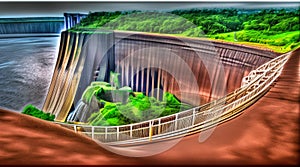 3d effect - itaipu dam - ai-generated photo