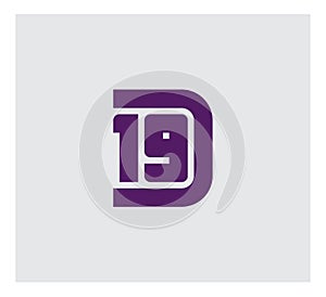 D19 or 19D - Elegant universal vector sign. Graphic symbol for corporate business identity. Number 19 and letter D - Logo design photo