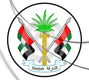 3D Emirate of Sharjah coat of arms, UAE. photo