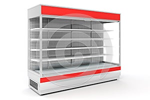 3d empty supermarket shelves