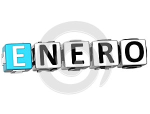 3D Enero Block Text on white background