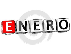 3D Enero Block Text on white background