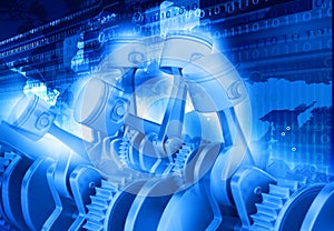 3d engine pistons and cog wheels