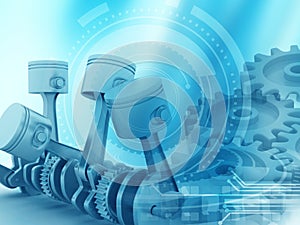 3d engine pistons and cog wheels