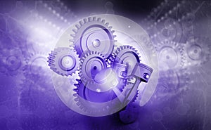 3d engine pistons and cog wheels