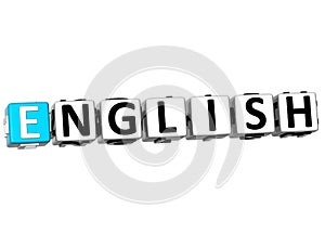 3D English Language Crossword on white background