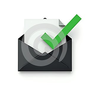 3D envelope with approved document icon isolated on a white background