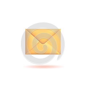 3d envelope. New message or inbox, realistic icon isolated on white background. Vector illustration