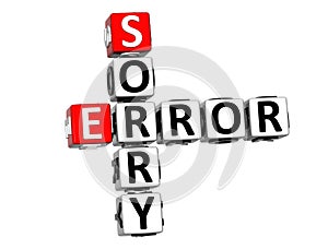 3D Error Sorry Crossword