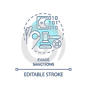 2D evade sanctions blue line icon concept