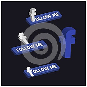 3d Facebook Follow Me Button