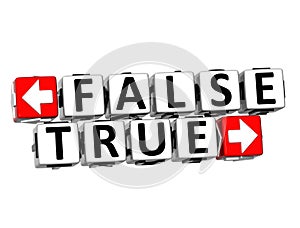 3D False True Button Click Here Block Text