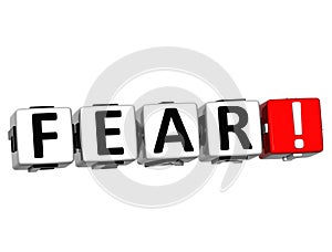 3D Fear Button Click Here Block Text