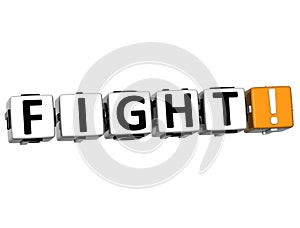 3D Fight Block Text on white