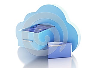 3d File storage in cloud. Cloud computing concept.