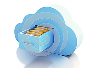 3d File storage in cloud. Cloud computing concept.