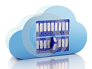 3d File storage in cloud. Cloud computing concept.