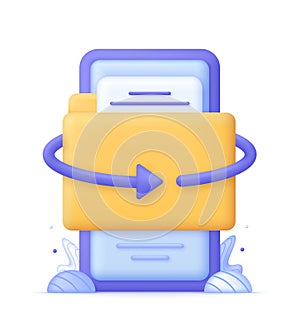 3D File transfer of document in folder. Files transferred encrypted form. Backup of information. Data encryption