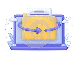 3D File transfer of document in folder. Files transferred encrypted form. Backup of information. Data encryption