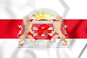 3D Flag of Enschede, Netherlands.
