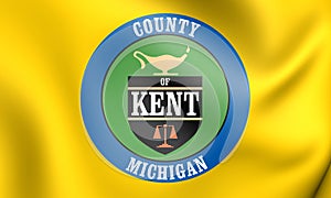 3D Flag of Kent County Michigan, USA.
