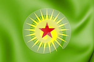 3D Flag of Koma Civaken Kurdistan. photo