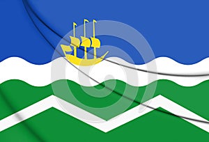 3D Flag of Midden-Delfland South Holland province, Netherlands. photo