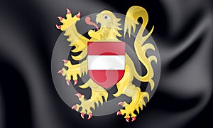 3D Flag of Vlaams-Brabant, Belgium. photo